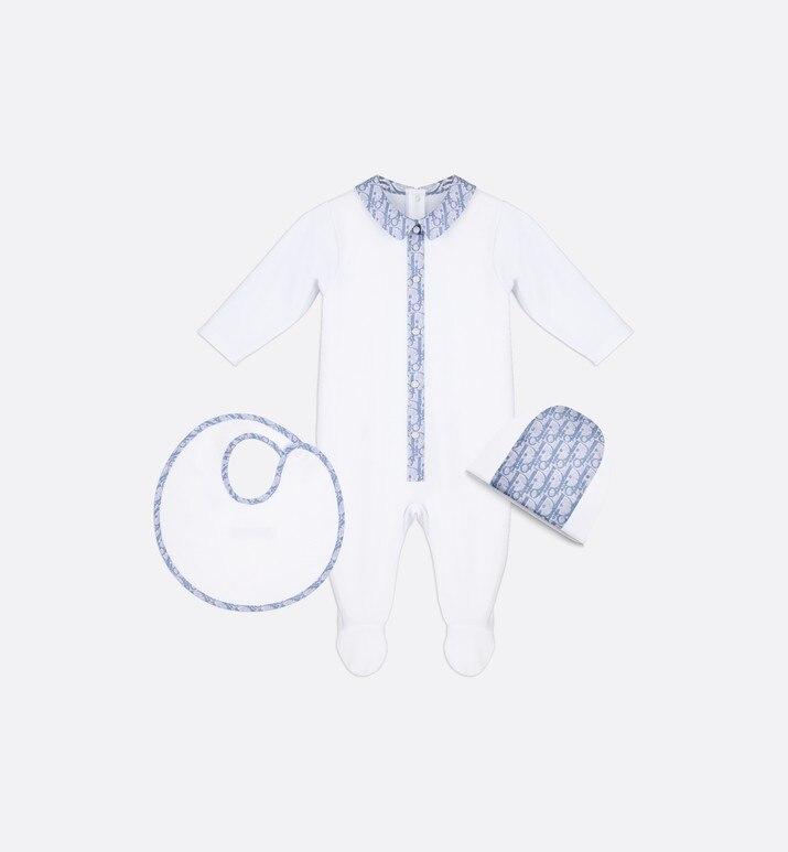 Newborn Gift Set • White Cotton Interlock and Dior Oblique Cotton Satin