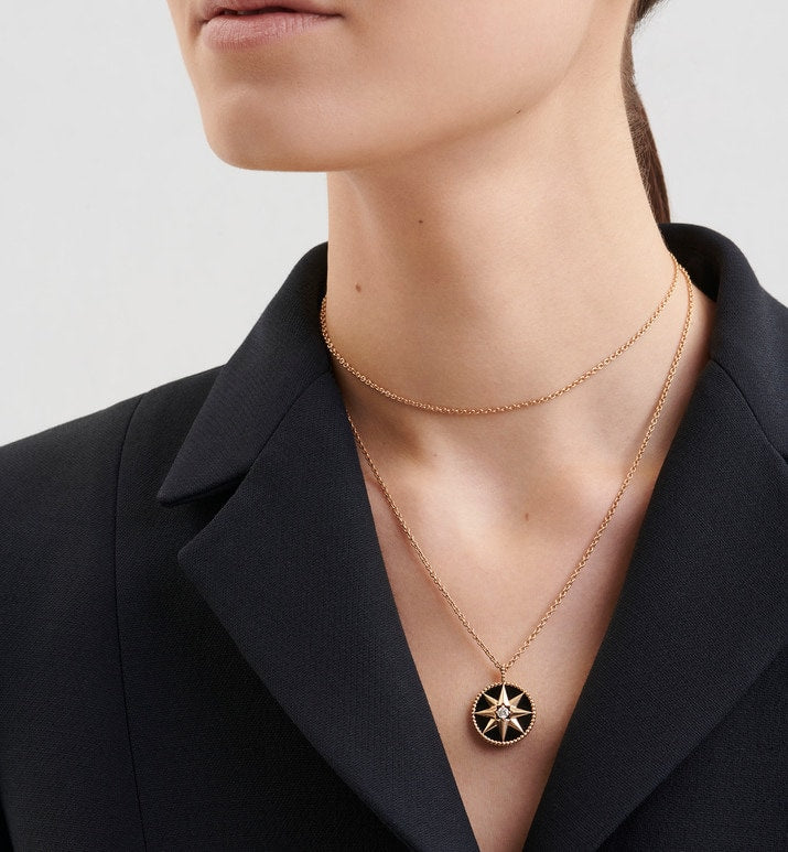 Medium Rose Des Vents Medallion • Rose Gold, Diamond and Onyx