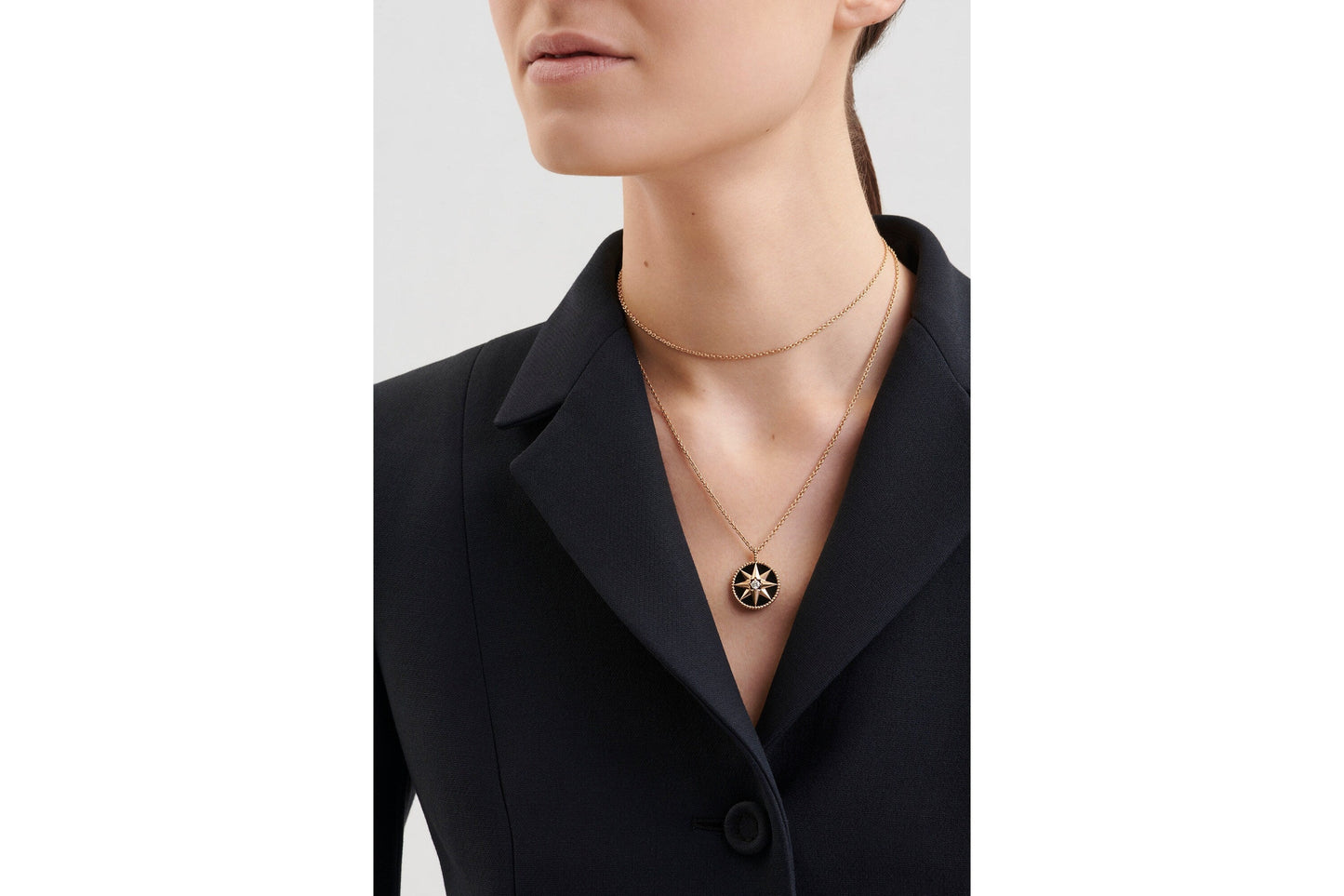 Medium Rose Des Vents Medallion • Rose Gold, Diamond and Onyx