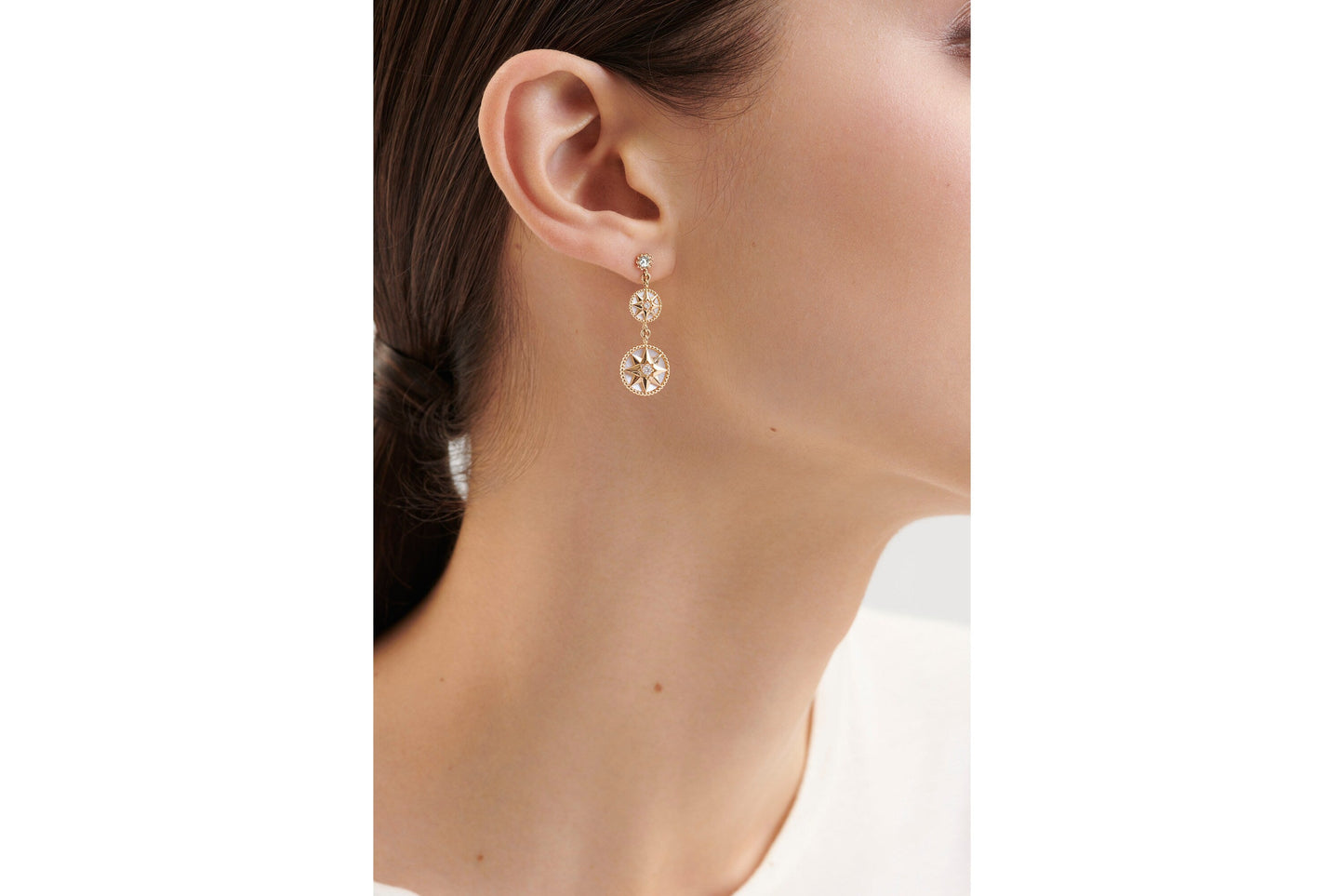 Rose Des Vents Earrings • Yellow Gold, Diamonds and Mother-of-Pearl