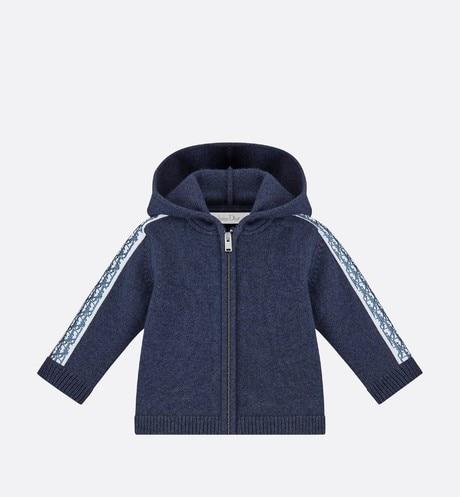 Zipped Hooded Sweatshirt • Navy Blue Wool, Silk and Cashmere Tricot Knit