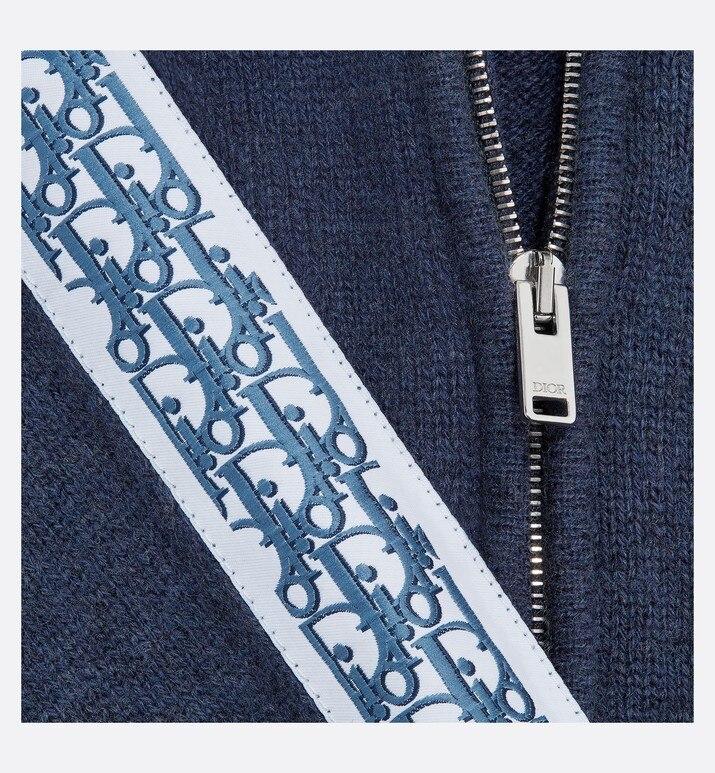 Zipped Hooded Sweatshirt • Navy Blue Wool, Silk and Cashmere Tricot Knit