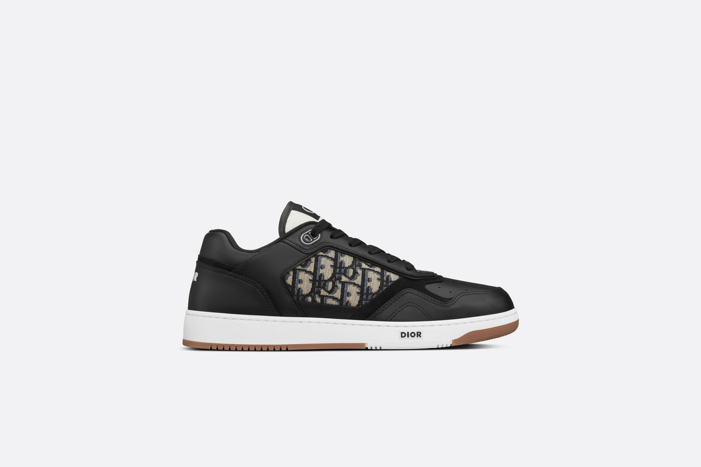 B27 Low-Top Sneaker • Black Smooth Calfskin with Beige and Black Dior Oblique Jacquard