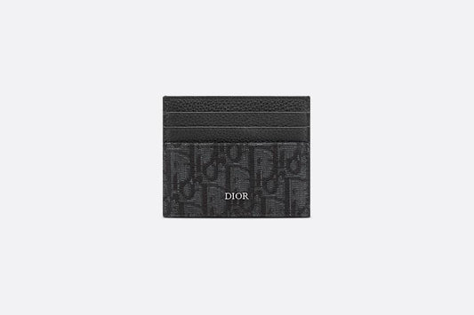 Card Holder • Black Grained Calfskin and Dior Oblique Jacquard