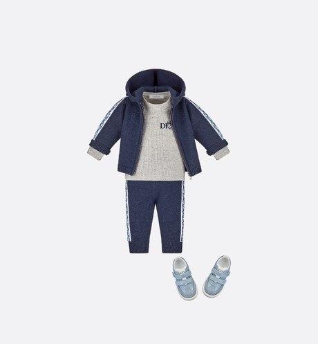 Zipped Hooded Sweatshirt • Navy Blue Wool, Silk and Cashmere Tricot Knit