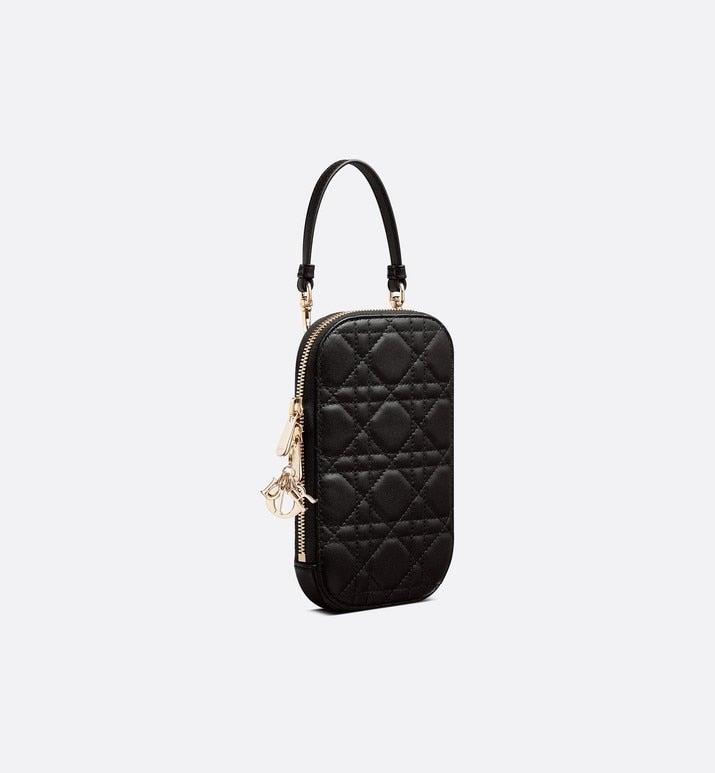 Lady Dior Phone Holder • Black Cannage Lambskin