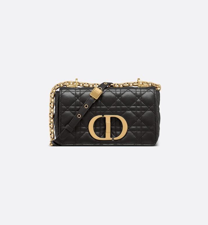 Small Dior Caro Bag • Black Soft Cannage Calfskin