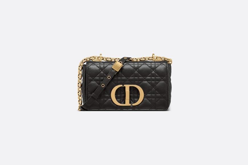 Small Dior Caro Bag • Black Soft Cannage Calfskin