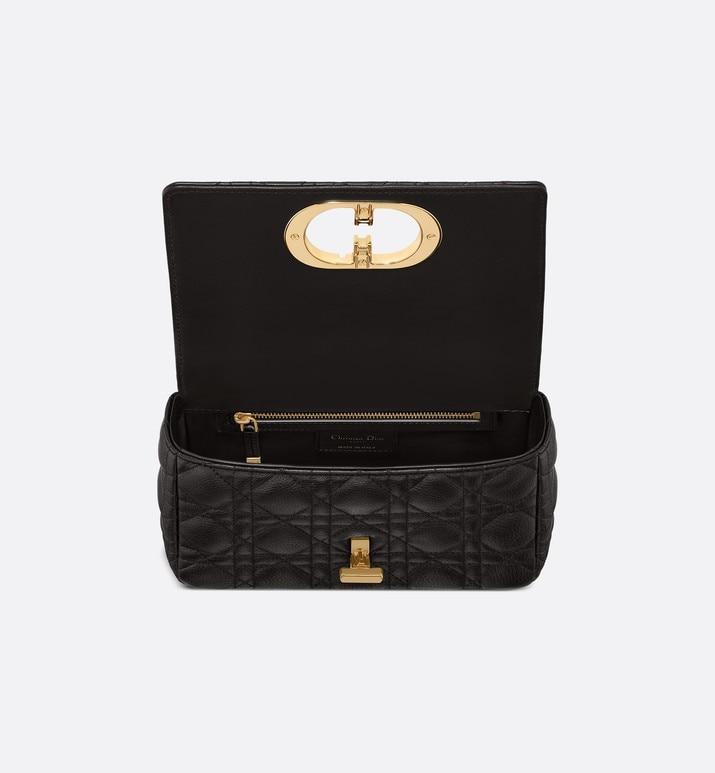 Small Dior Caro Bag • Black Soft Cannage Calfskin
