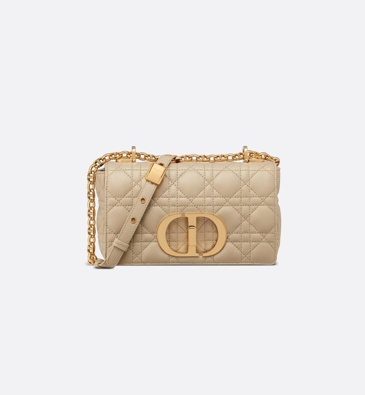 Small Dior Caro Bag • Beige Soft Cannage Calfskin
