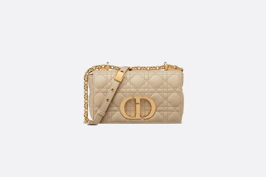 Small Dior Caro Bag • Beige Soft Cannage Calfskin