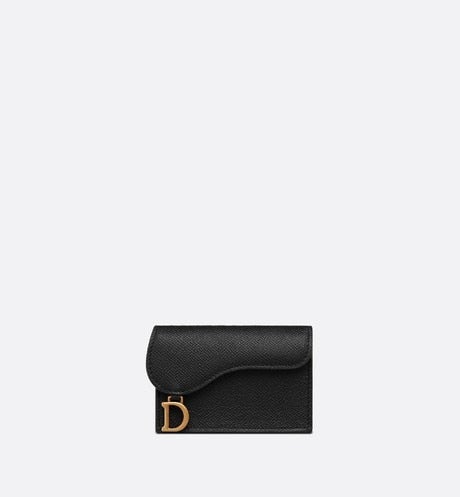 Saddle Flap Card Holder • Black Grained Calfskin