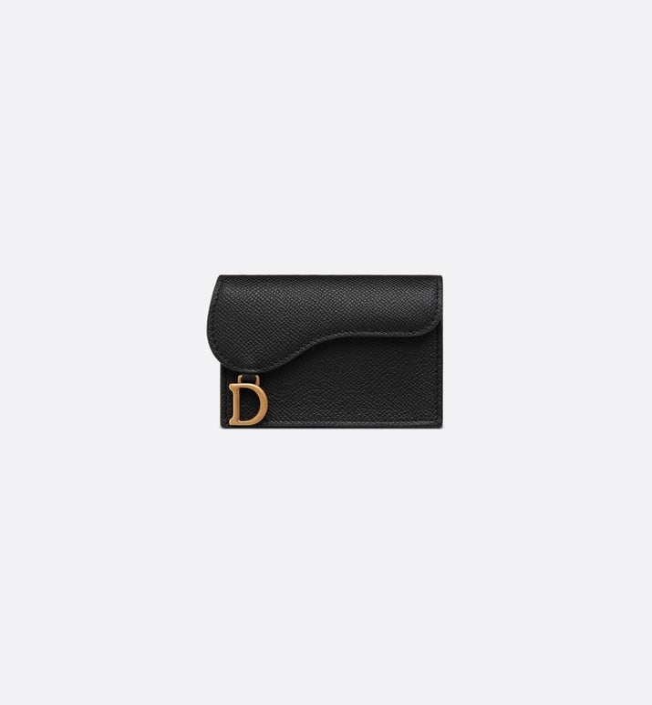 Saddle Flap Card Holder • Black Grained Calfskin