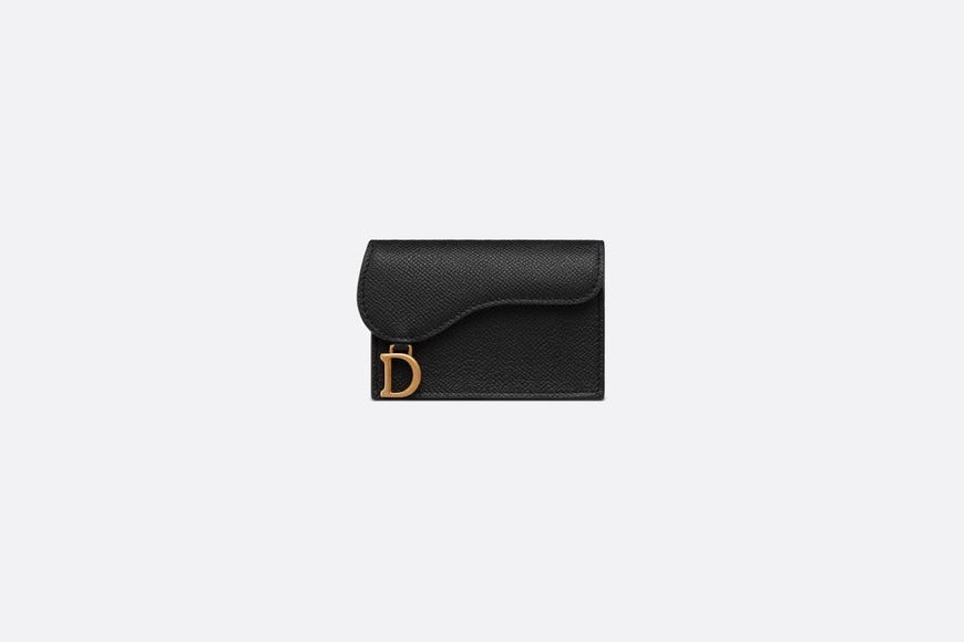 Saddle Flap Card Holder • Black Grained Calfskin
