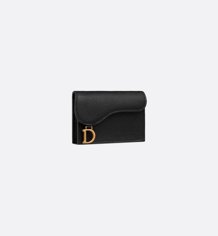 Saddle Flap Card Holder • Black Grained Calfskin