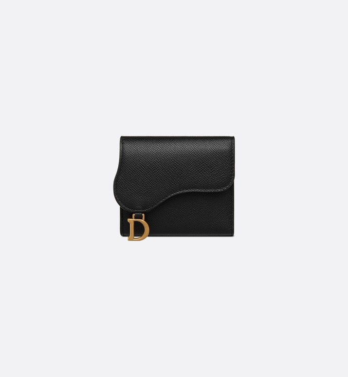 Saddle Lotus Wallet • Black Grained Calfskin