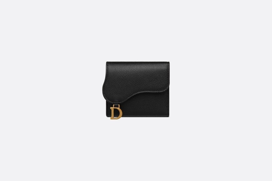 Saddle Lotus Wallet • Black Grained Calfskin
