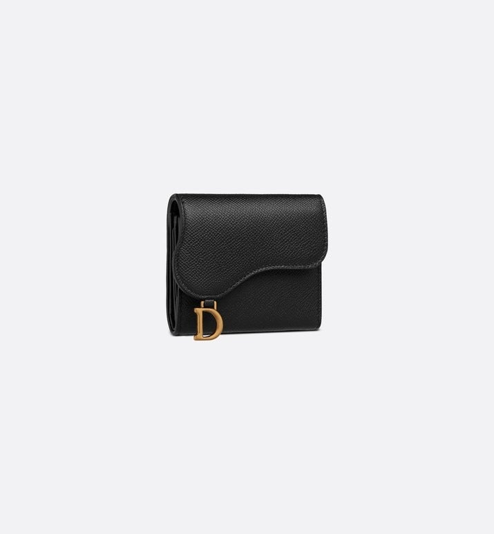 Saddle Lotus Wallet • Black Grained Calfskin