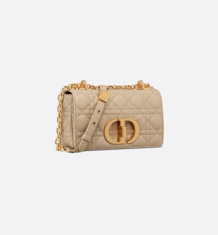 Small Dior Caro Bag • Beige Soft Cannage Calfskin