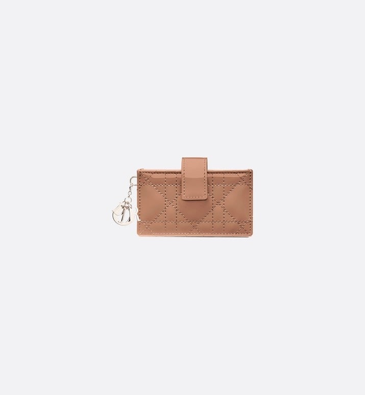 Lady Dior 5-Gusset Card Holder • Rose Des Vents Patent Cannage Calfskin