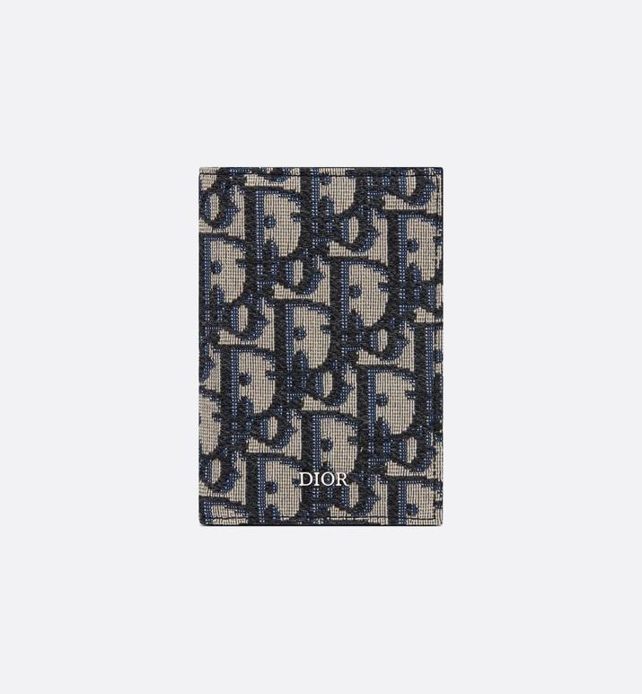 Bi-Fold Card Holder • Beige and Black Dior Oblique Jacquard