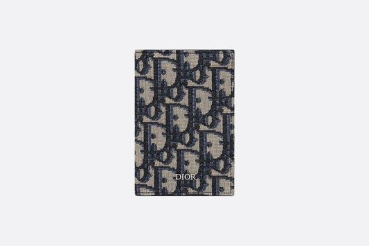 Bi-Fold Card Holder • Beige and Black Dior Oblique Jacquard