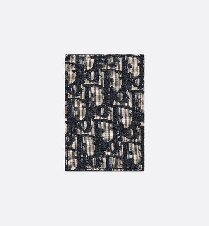 Bi-Fold Card Holder • Beige and Black Dior Oblique Jacquard