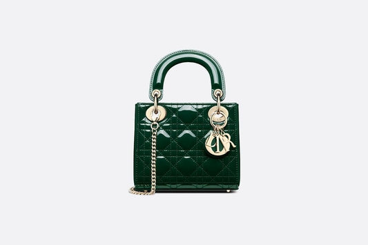 Mini Lady Dior Bag • Pine Green Patent Cannage Calfskin