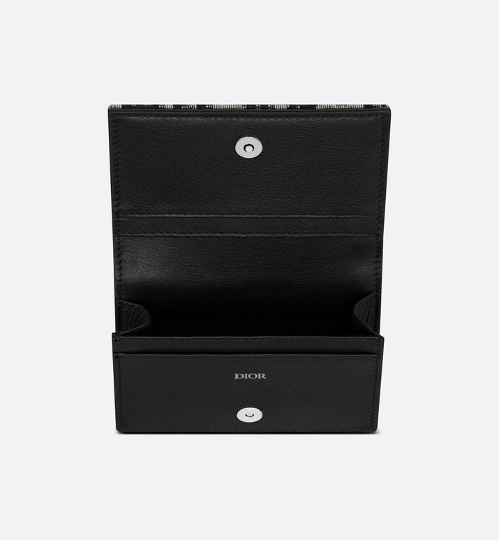 Business Card Holder • Beige and Black Dior Oblique Jacquard