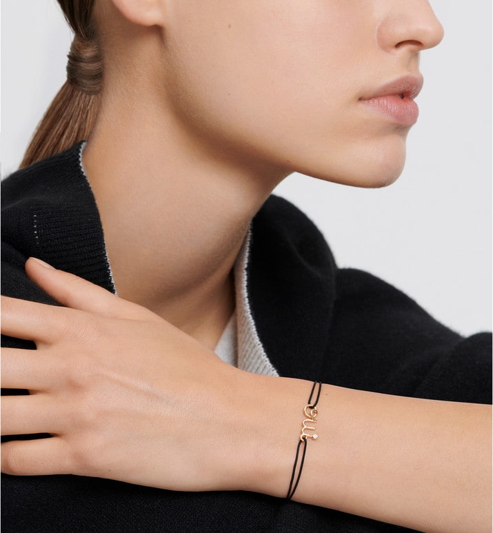 Dioramour Bracelet • Yellow Gold, Diamond and Black Cord