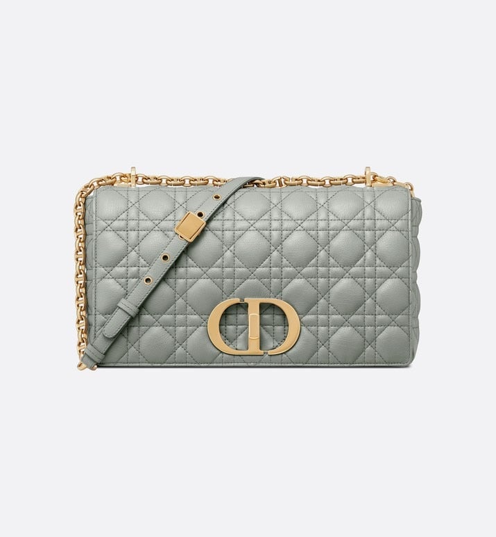 Large Dior Caro Bag • Gray Supple Cannage Calfskin