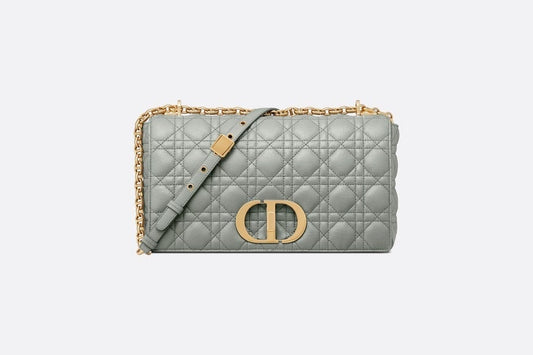 Large Dior Caro Bag • Gray Supple Cannage Calfskin