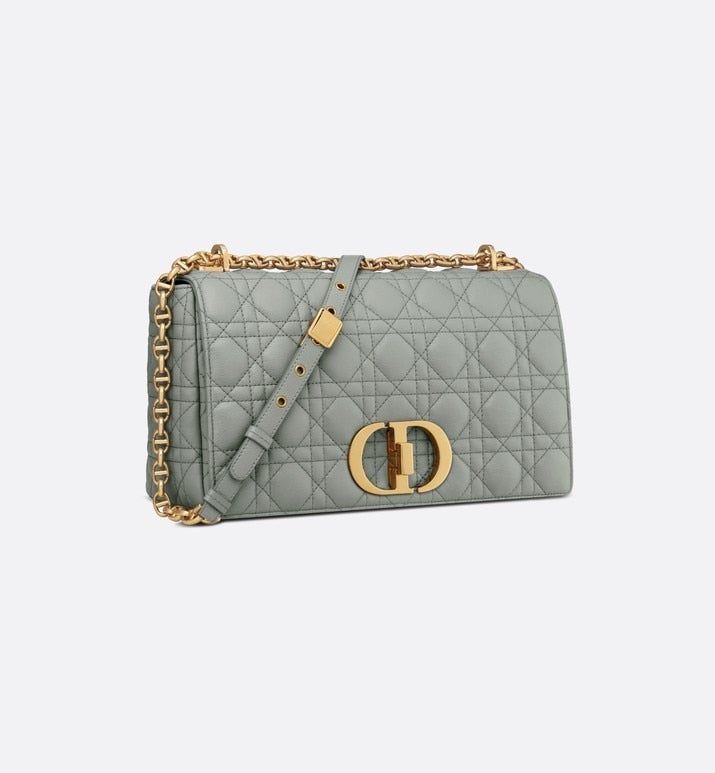 Large Dior Caro Bag • Gray Supple Cannage Calfskin