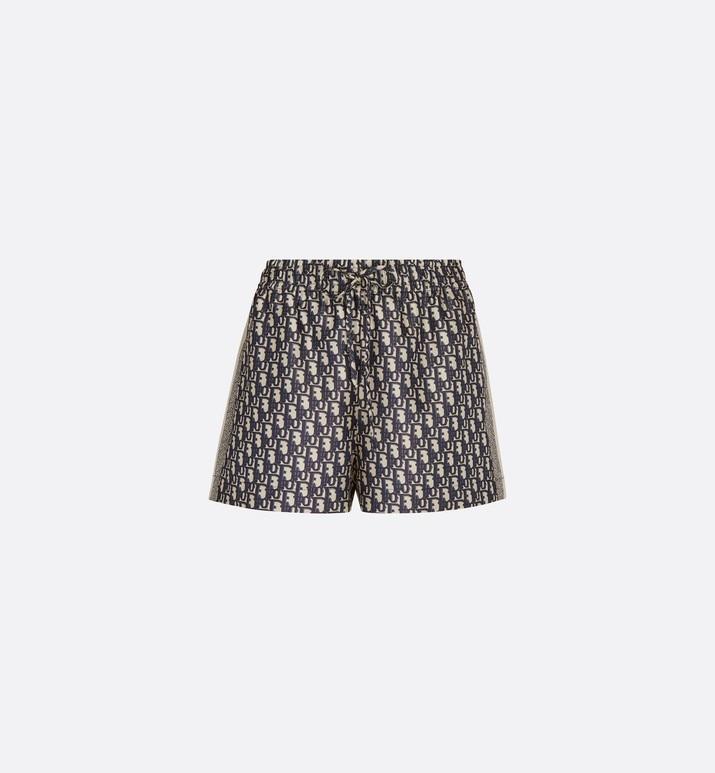 Shorts • Navy Blue and White Silk Twill with Dior Oblique Motif