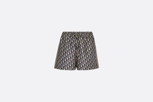 Shorts • Navy Blue and White Silk Twill with Dior Oblique Motif