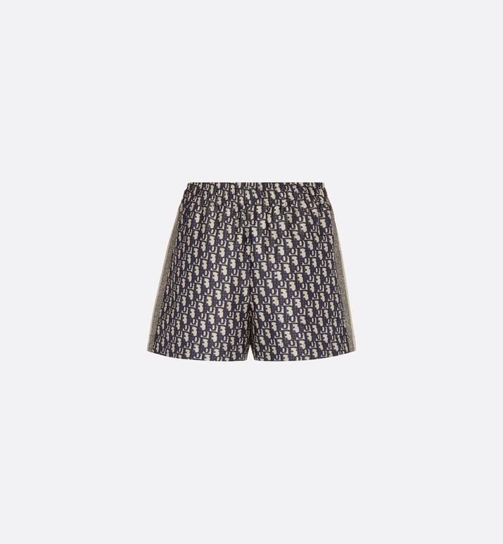 Shorts • Navy Blue and White Silk Twill with Dior Oblique Motif