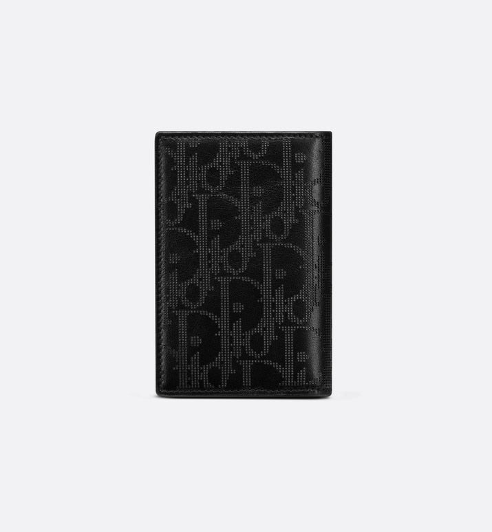 Bi-fold Card Holder • Black Dior Oblique Galaxy Leather