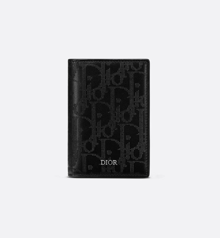 Bi-fold Card Holder • Black Dior Oblique Galaxy Leather