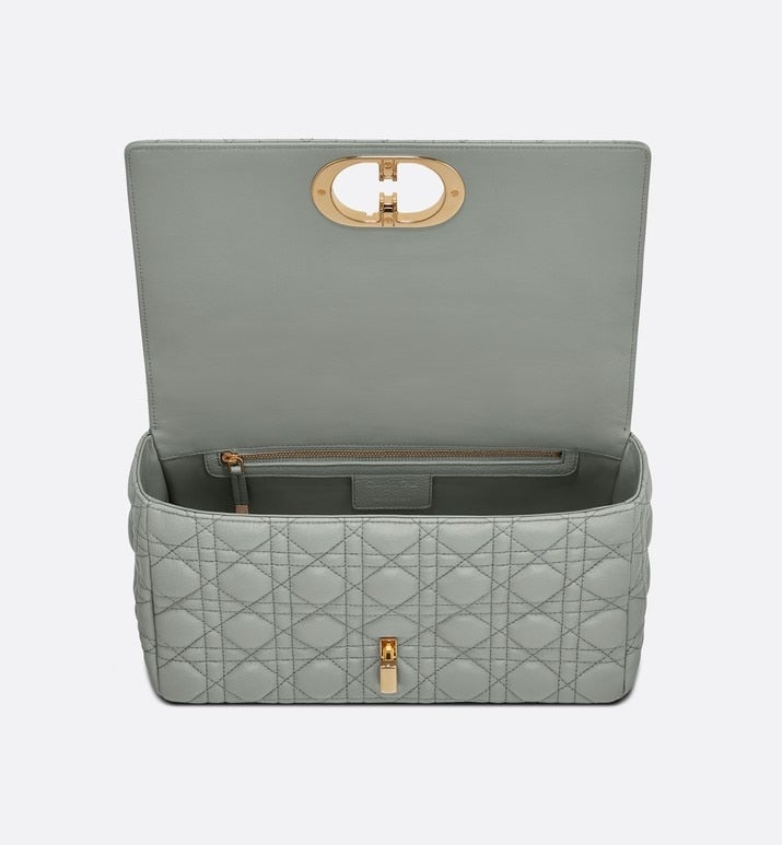 Large Dior Caro Bag • Gray Supple Cannage Calfskin