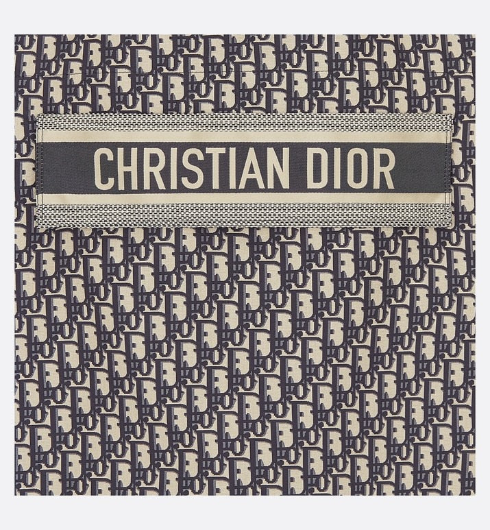 Hooded Anorak • Blue and Ecru Technical Taffeta Jacquard with Dior Oblique Motif