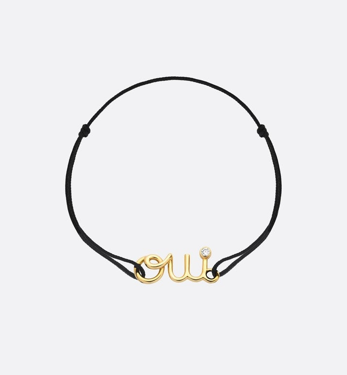 Dioramour Bracelet • Yellow Gold, Diamond and Black Cord