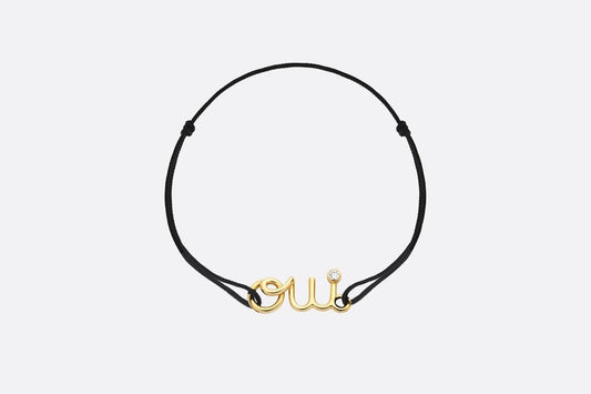 Dioramour Bracelet • Yellow Gold, Diamond and Black Cord