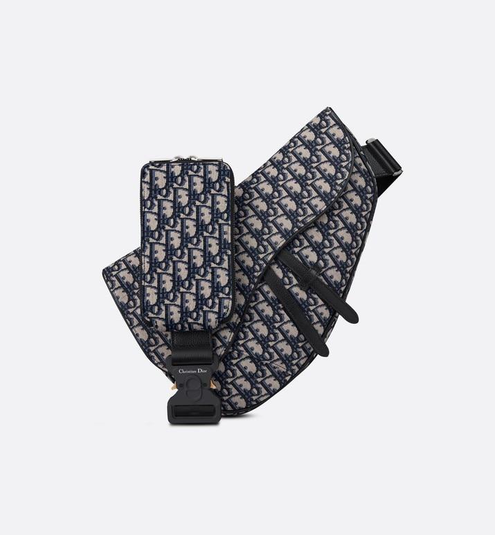 Maxi Saddle Bag • Beige and Black Dior Oblique Jacquard