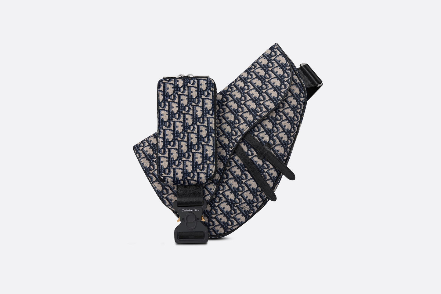 Maxi Saddle Bag • Beige and Black Dior Oblique Jacquard