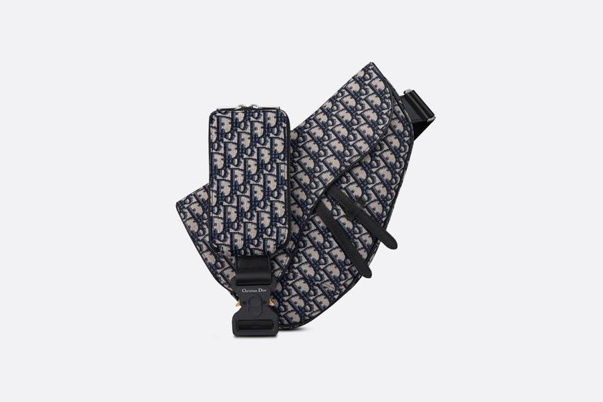 Maxi Saddle Bag • Beige and Black Dior Oblique Jacquard