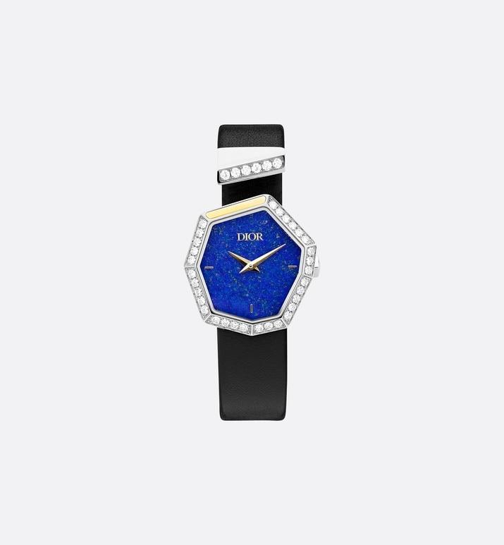 GEM DIOR 14.5 cm • Ø 27 mm (1”), Steel, Yellow Gold, Lapis Lazuli and Diamonds