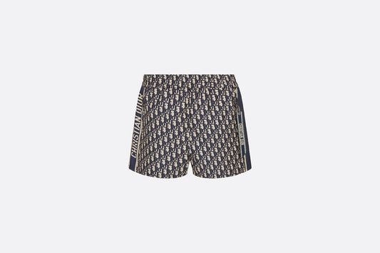 Shorts • Blue Technical Taffeta Jacquard with Dior Oblique Motif