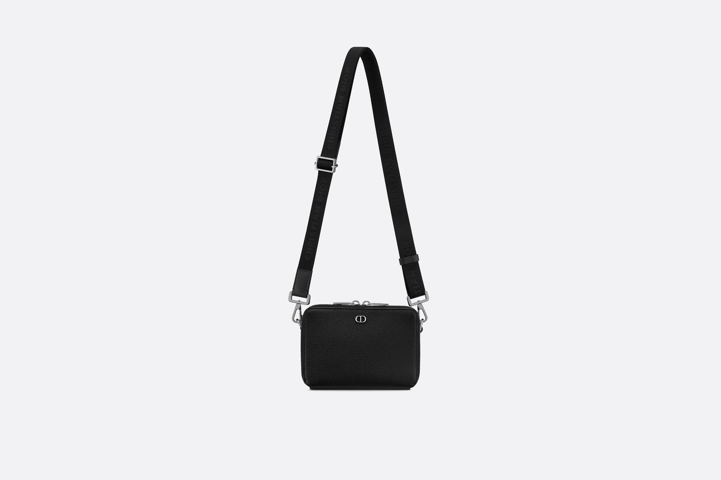 Pouch with Shoulder Strap • Black Grained Calfskin with 'CD Icon' Signature
