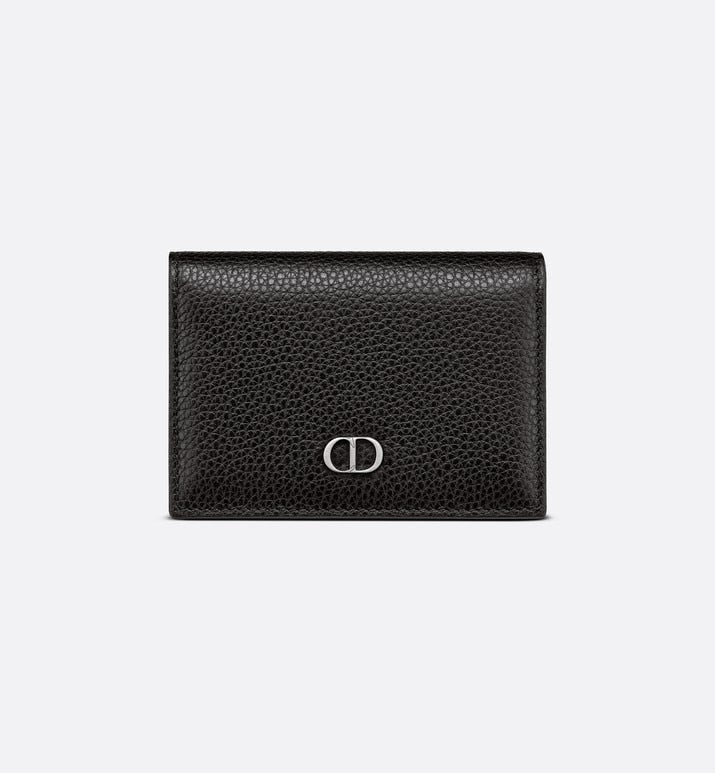 Business Card Holder • Black Grained Calfskin with 'CD Icon' Signature