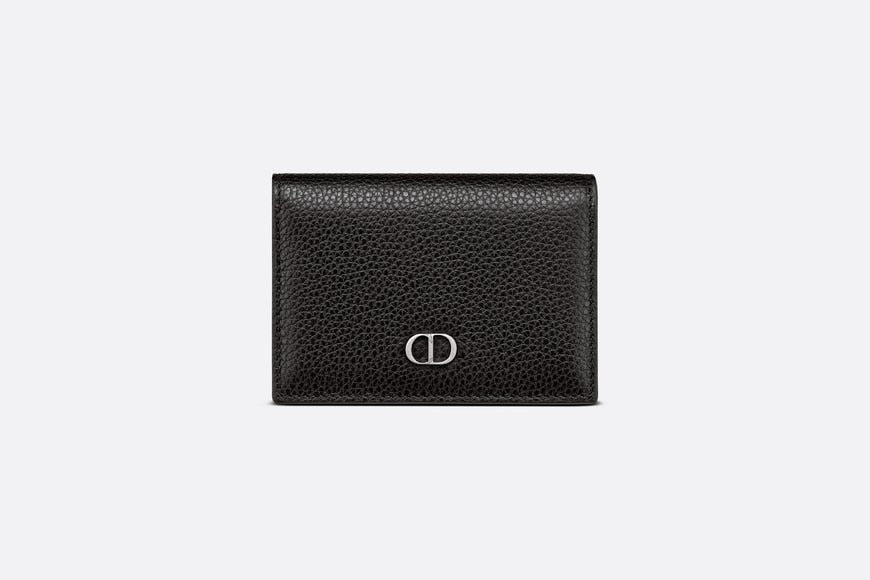 Business Card Holder • Black Grained Calfskin with 'CD Icon' Signature